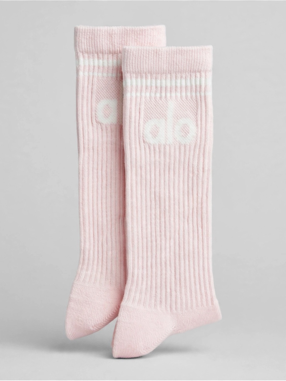 NWOT Alo Yoga Unisex Throwback Sock Light Pink White Logo Medium